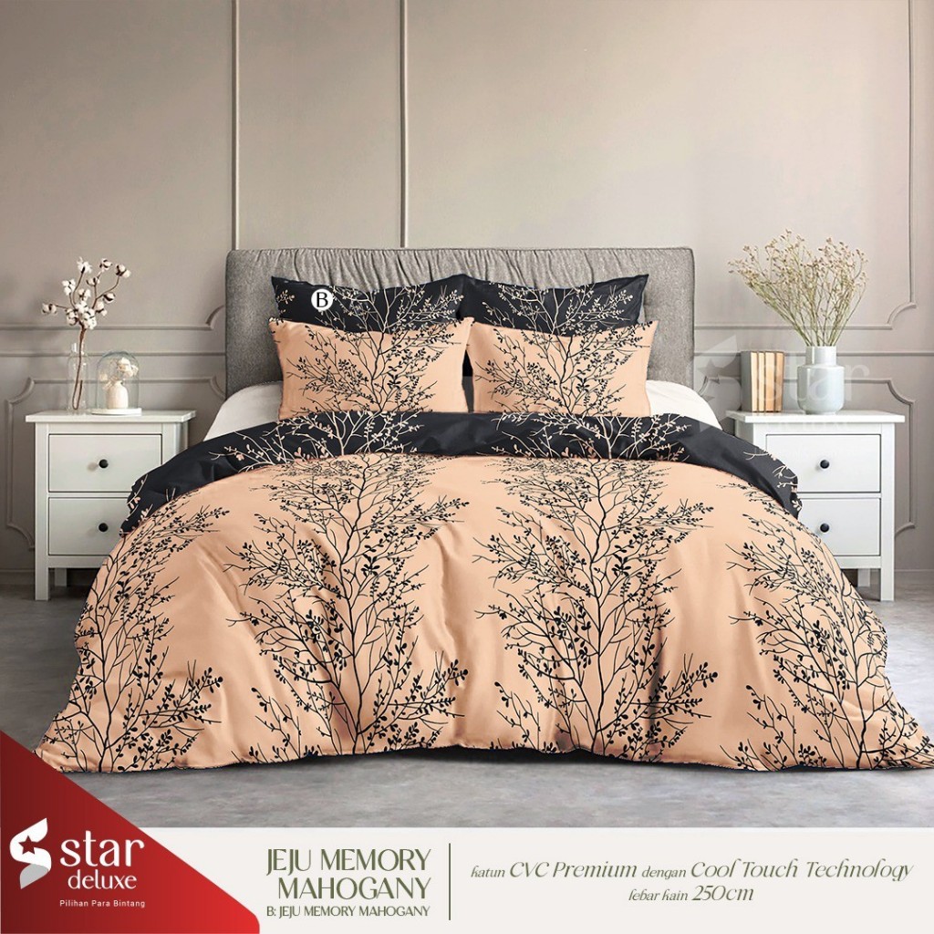 Sprei Set Katun STAR MotifJeju Memory Mahogani b
