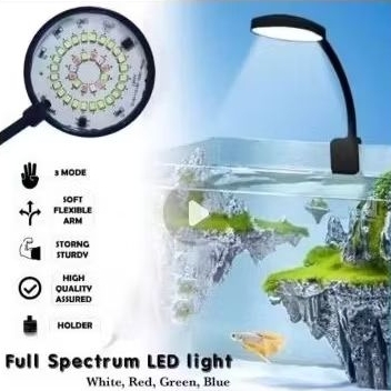 Lampu Jepit Aquarium Mini Clip LED 3 Mode Yamano LED 507