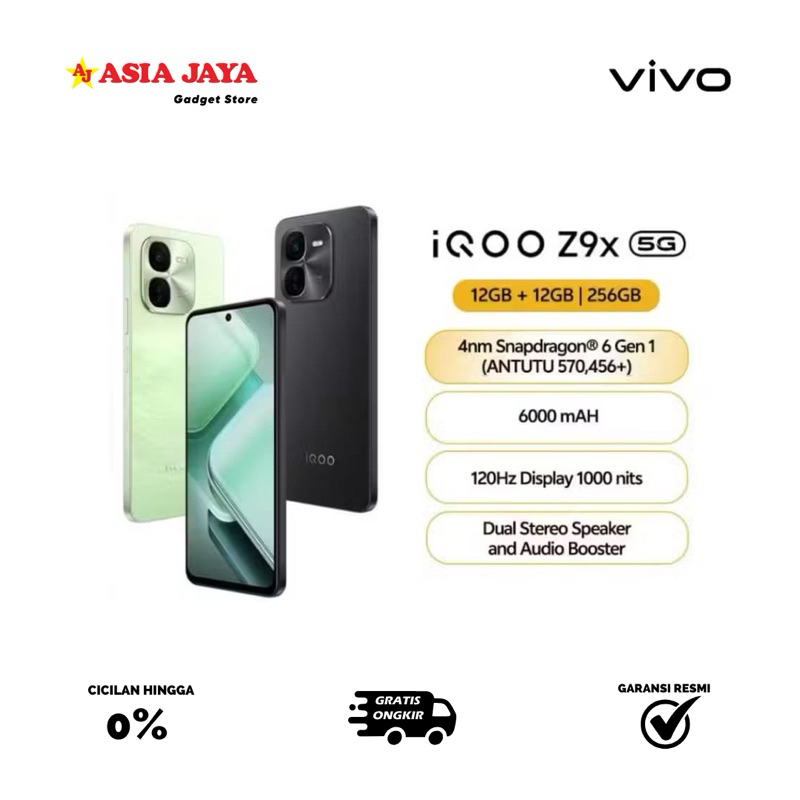 [Ex Display] iQOO Z9x 5G Ram 8/256 - Mystic Black - Snapdragon 6 Gen 1 4nm (ANTUTU 570,456+), 6000 m