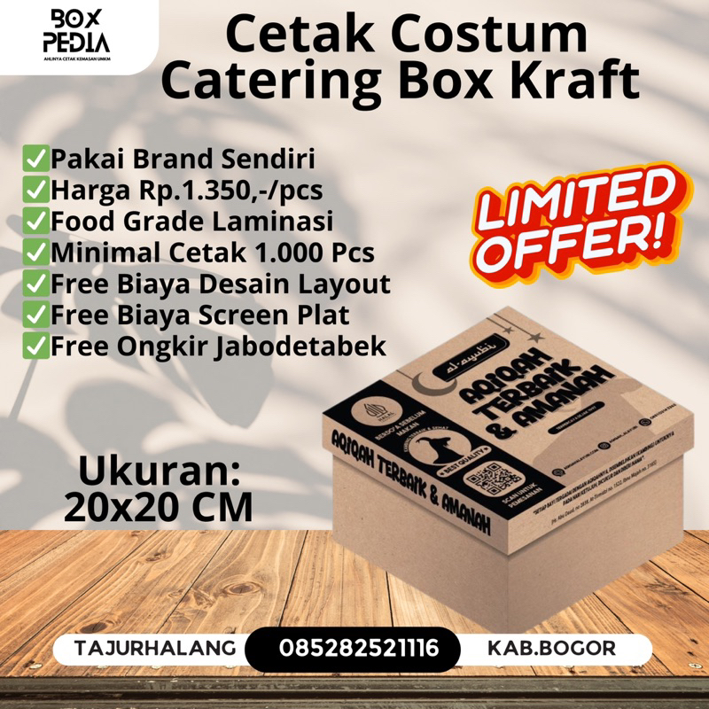 Box Catering Custom 1 Warna Kraft - Cetak Logo & Desain Sendiri (Minimal Order) Kotak Nasi Custom Br
