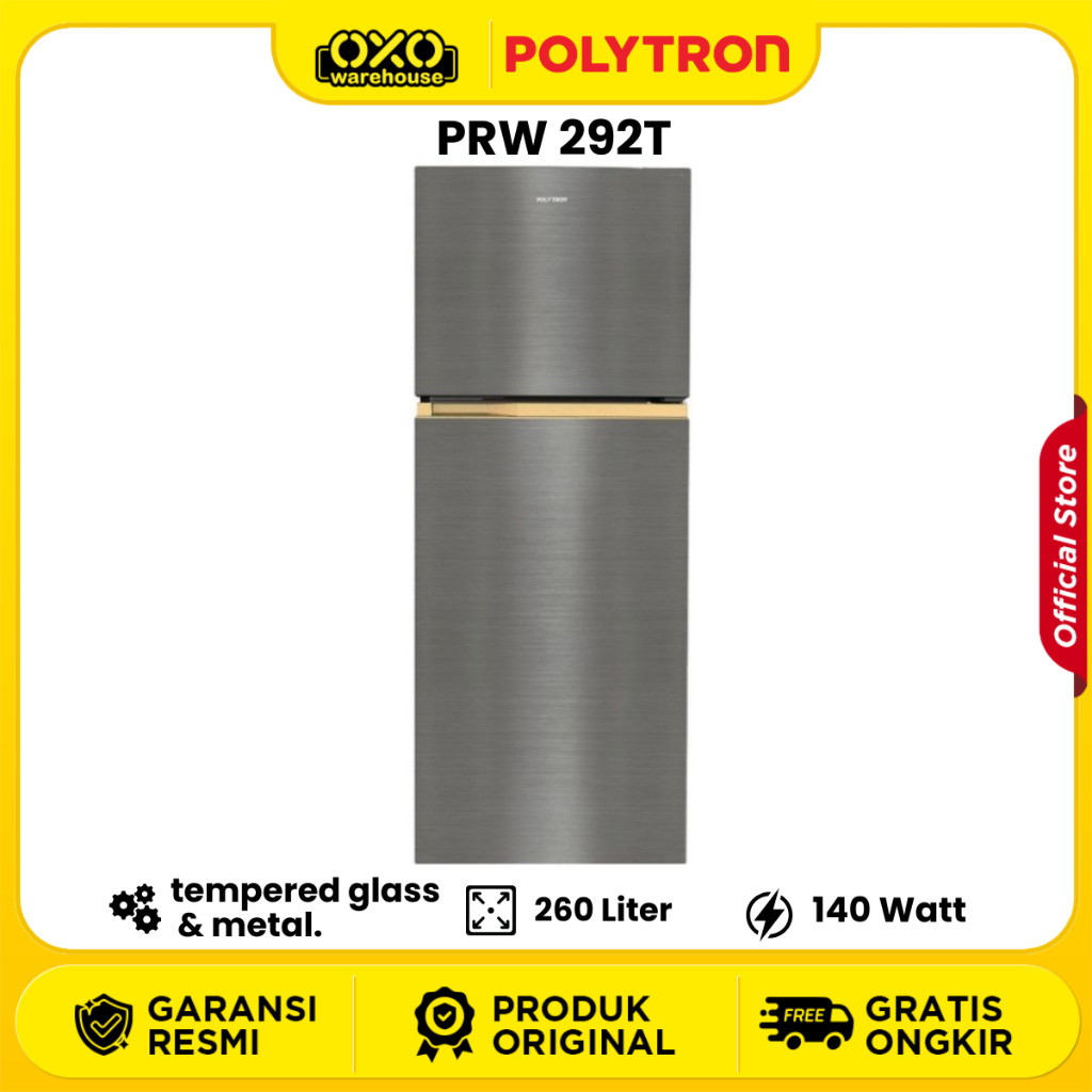 POLYTRON REFF 2 DOOR PRW 292T Kulkas 2 Pintu Kapasitas 240 Liter Low Watt Garansi Resmi