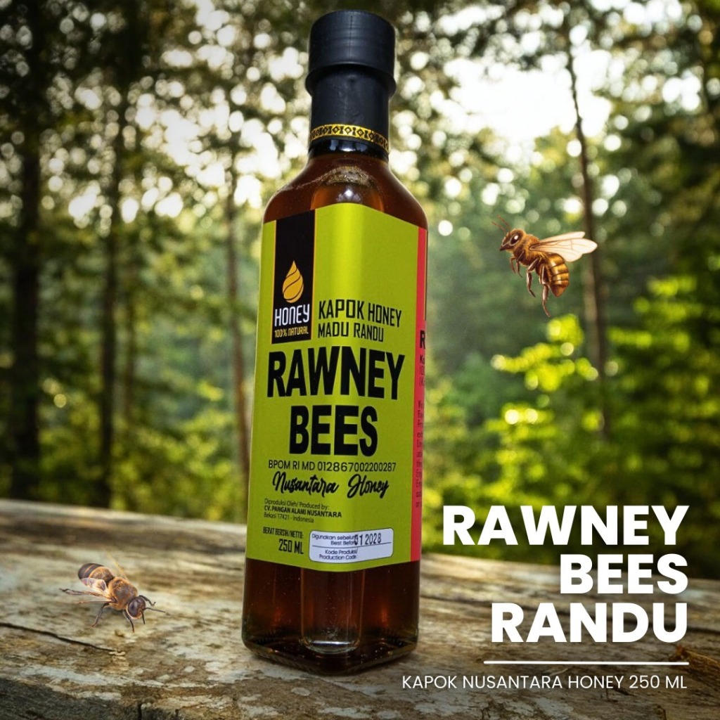 

RAW Honey Rawney Bees Madu Nektar Randu Kapuk Asli Murni 250 ML Botol Kaca