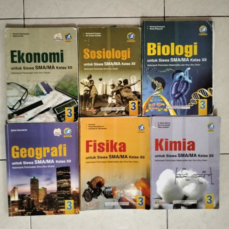 Buku Paket Kelas 12/XII SMA (Ekonomi, Sosiologi, Biologi, Geografi, Fisika, Kimia) Yrama Widya, Kuri