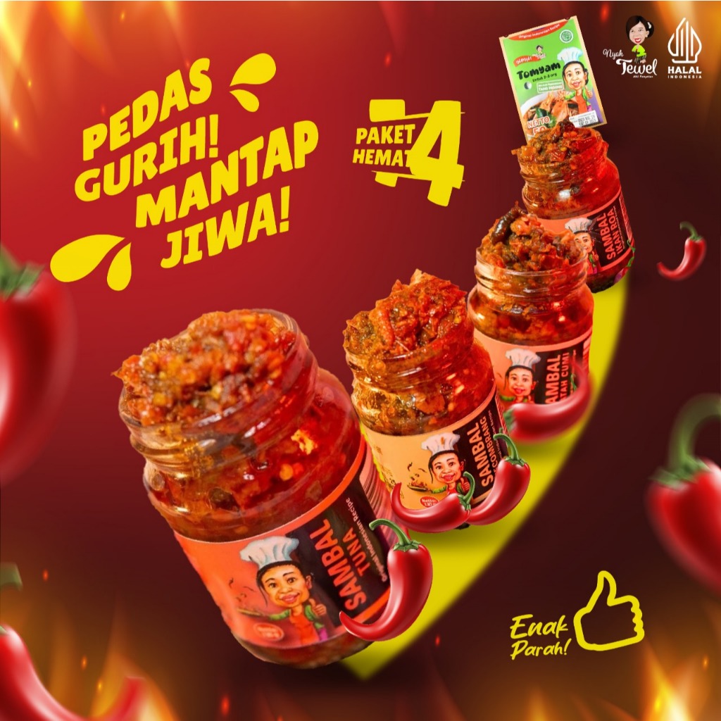

NYAH TEWEL - Paket Komplit Sambal Ikan Roa, Kecombrang, Matah Cumi, Tuna, BumbuTomyam Khas Indonesia