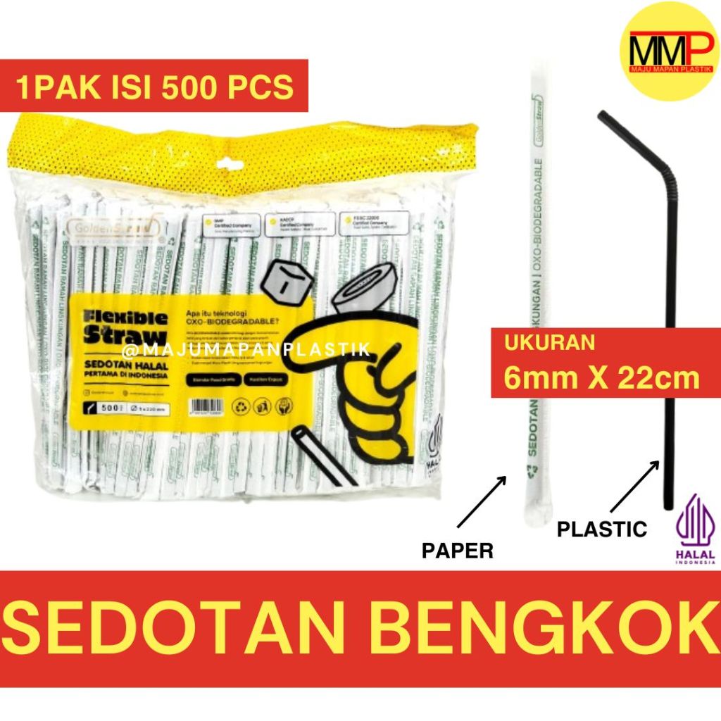 Sedotan Bengkok Sachet / Sedotan Bungkus Kertas Steril