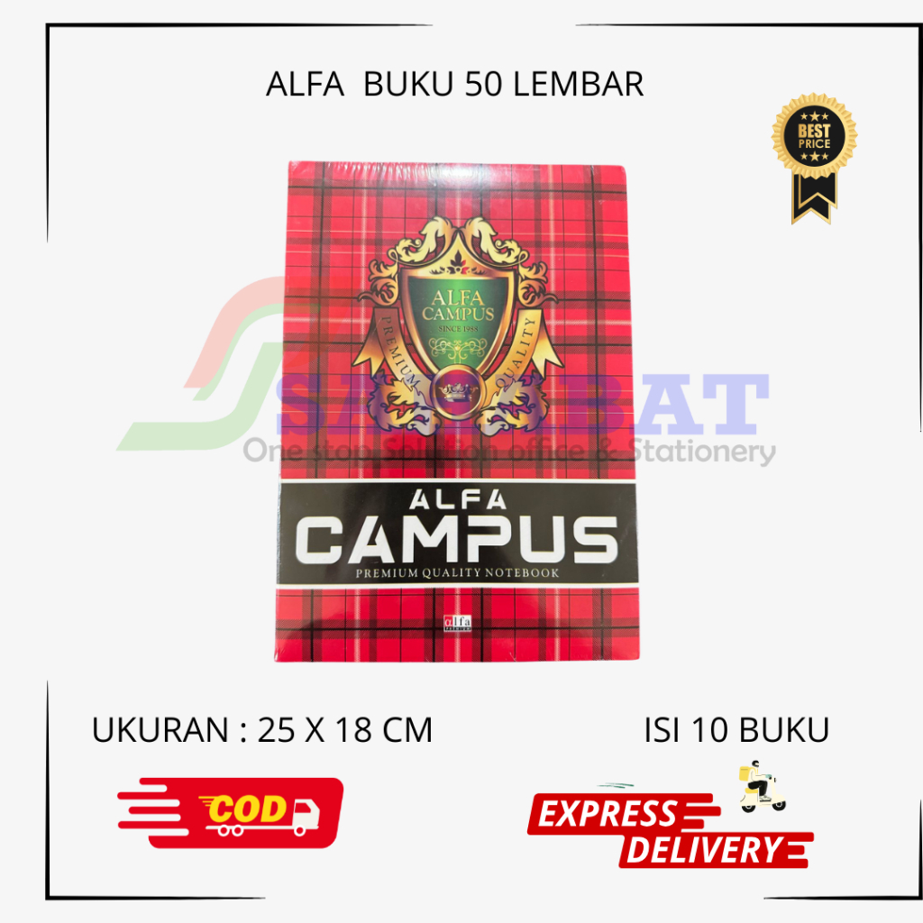 

ALFA BUKU CAMPUS 50 LEMBAR BUKU SEKOLAH BIGBOSS - SATU PAK ISI 10 BUKU - HARGA GROSIR