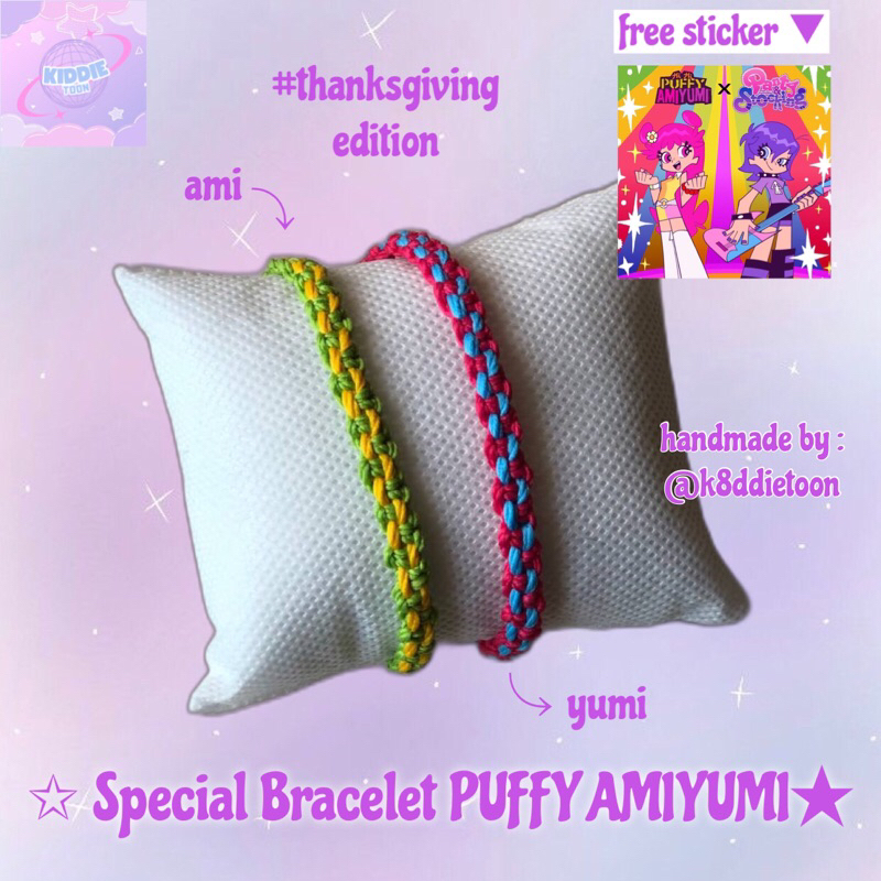 (S6) Gelang serut benang / macrame bracelet ★ Puffy amiyumi — free sticker