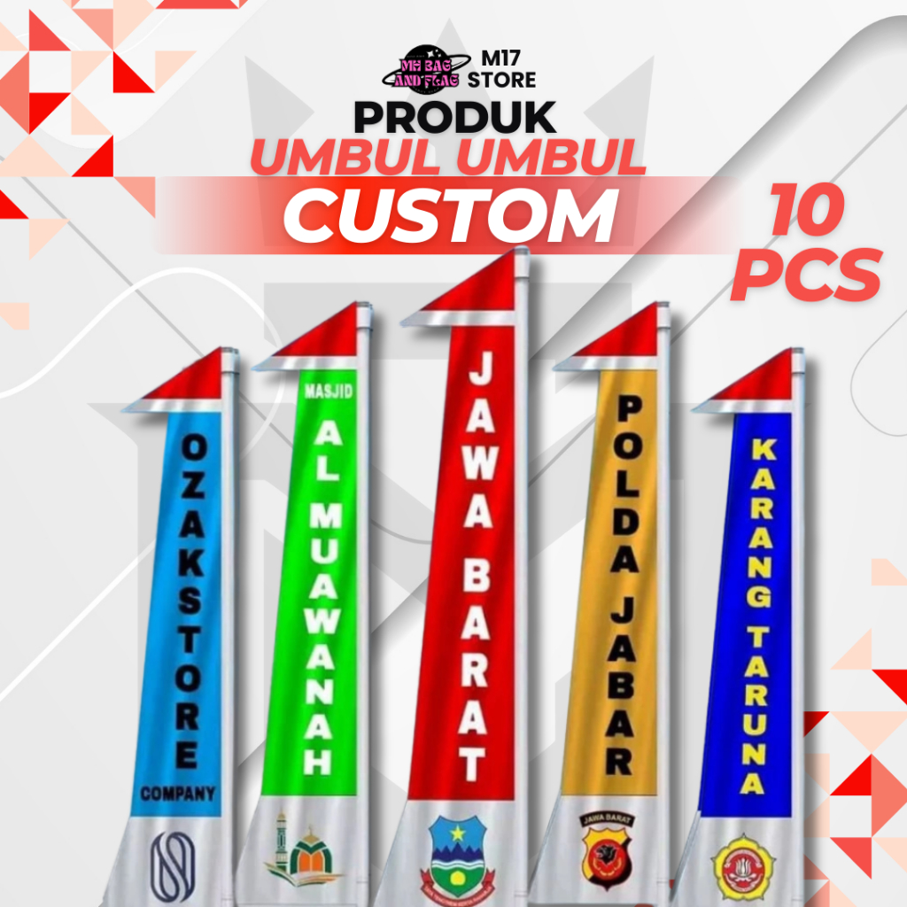 MH umbul umbul CUSTOM reques sablon logo & tulisan isi 10 pcs FLAG PREMIUM
