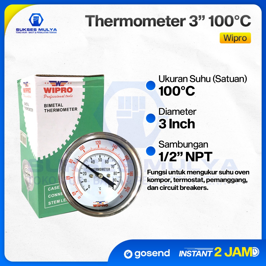 Analog thermometer / Termometer payung mini bimetal untuk oven gas mengukur sampai 100 celcius