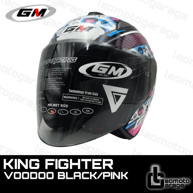 HELM GM KING FIGHTER HELM HALF FACE VOODOO BLACK/PINK