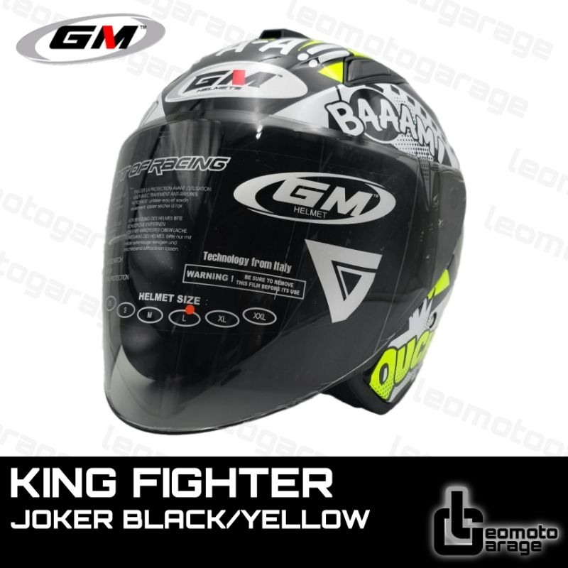HELM GM KING FIGHTER HELM HALF FACE JOKER BLACK/YELLOW