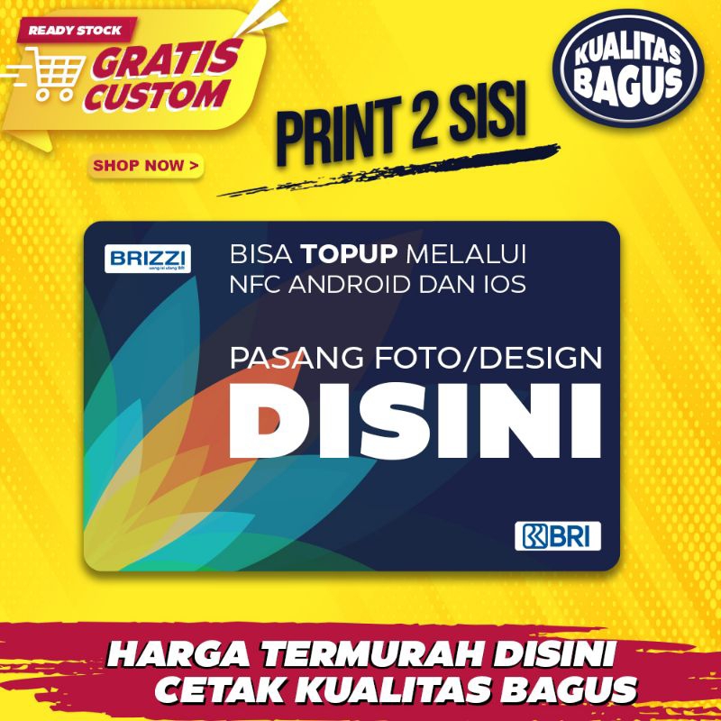 etoll brizzi custom 2 sisi/ kartu brizzi cetak foto/ kartu parkir custom nama