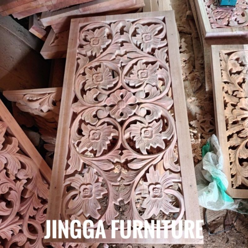 Ornamen Ukir Kayu Loster Boven Lisplang Custom Ukuran