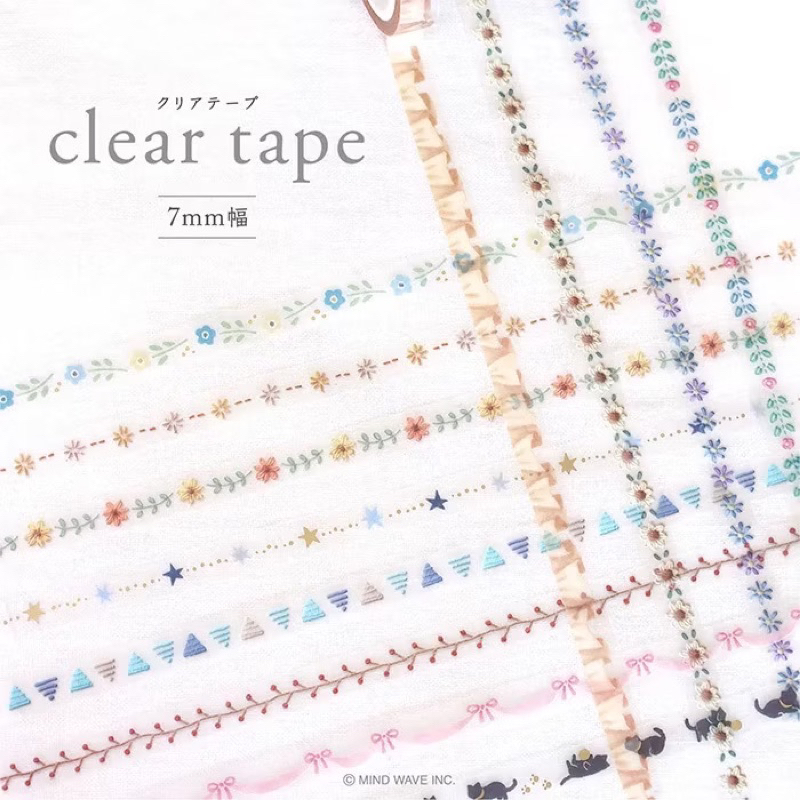 

Mind Wave Clear Tape Slim Masking Tape Stitch Hokkori Perekat Kertas Selotip Jepang 7mm Lakban Washi