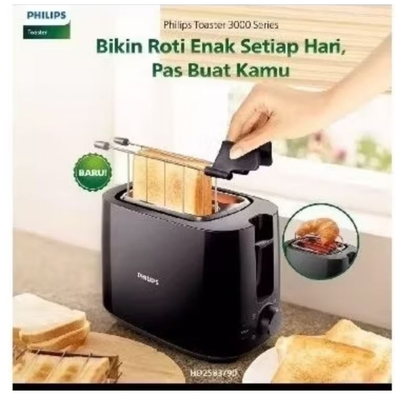 Philips HF2583/90 Toaster Pemanggang Roti Bakar/ Sandwich Low Watt