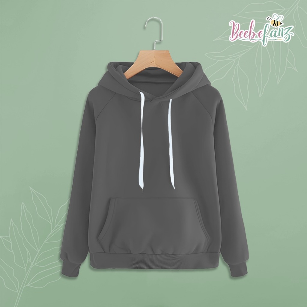 jaket hoodie premium polos wanita pria abu tua