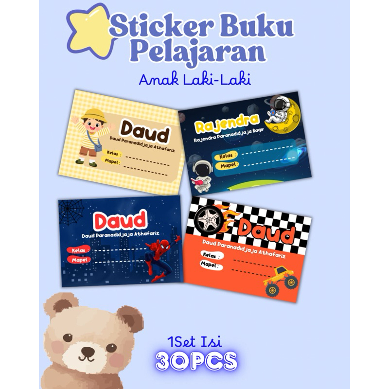 

Sticker Nama Anak Label Buku Anak Sekolah / Sticker Nama Anak Laki-laki
