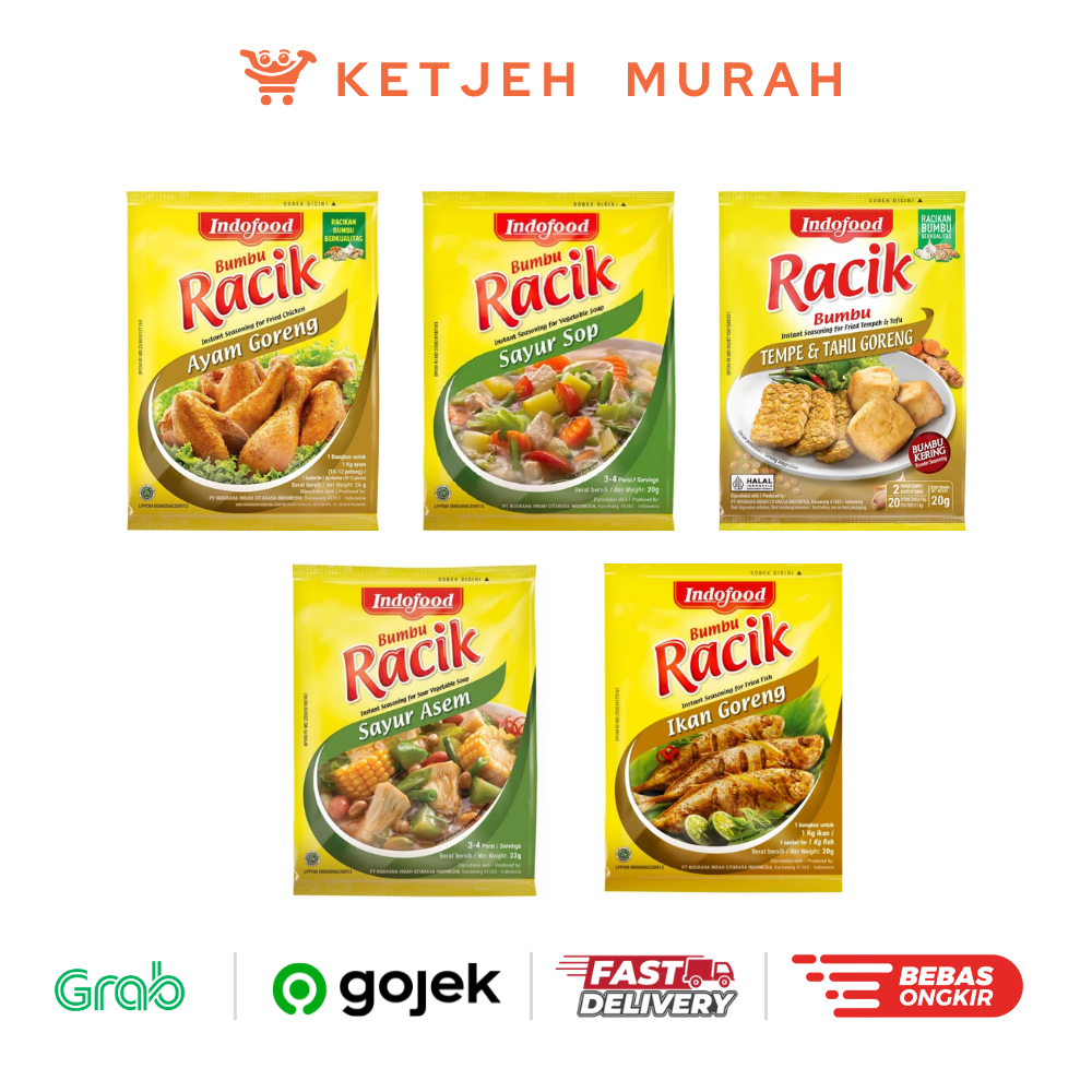 

Bumbu Racik Ayam Goreng / Sayur Sop / Ikan Goreng / Sayur Asem / Tempe & Tahu Goreng
