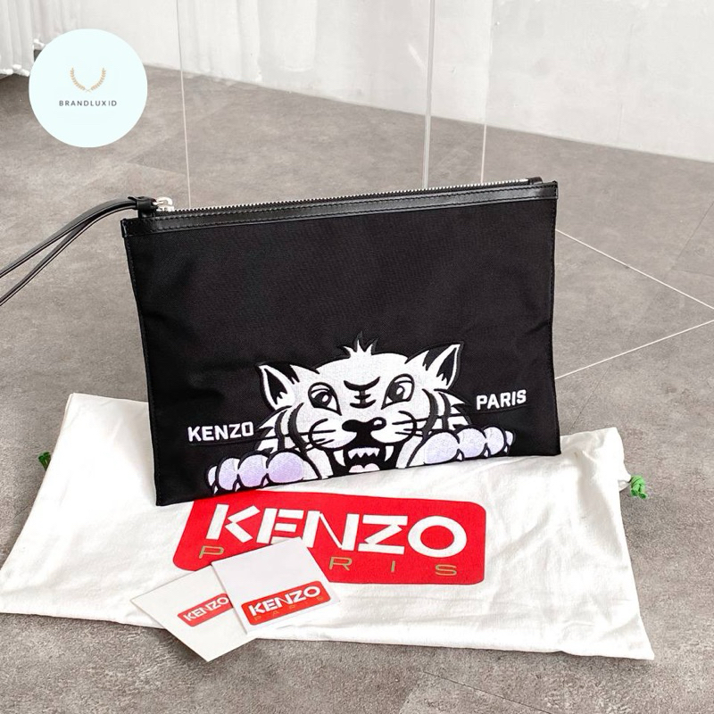 Kenzo Varsity Tiger Clutch Black