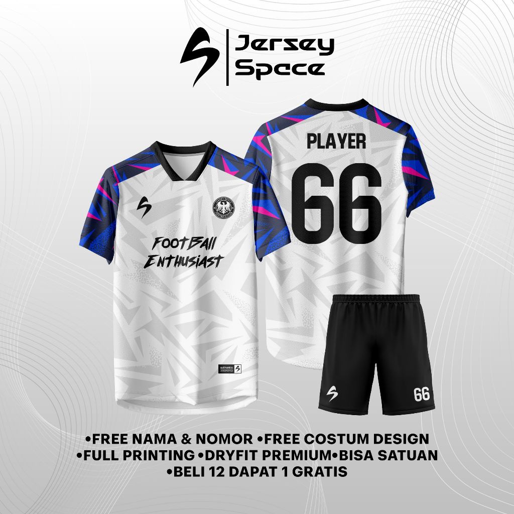 JS21 - Jersey Baju Kaos Futsal Sepakbola Free Costum Design Bisa Ganti Logo Tambah Nama dan Nomor