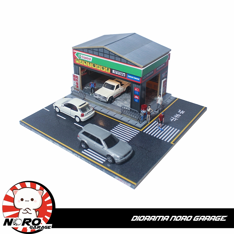 Diorama Diecast bengkel mobil tema castrol service. Skala 1:64