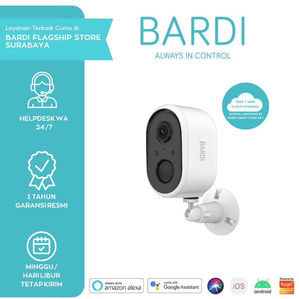 BARDI CCTV With Battery Smart Outdoor / Indoor IP Camera (IP65)