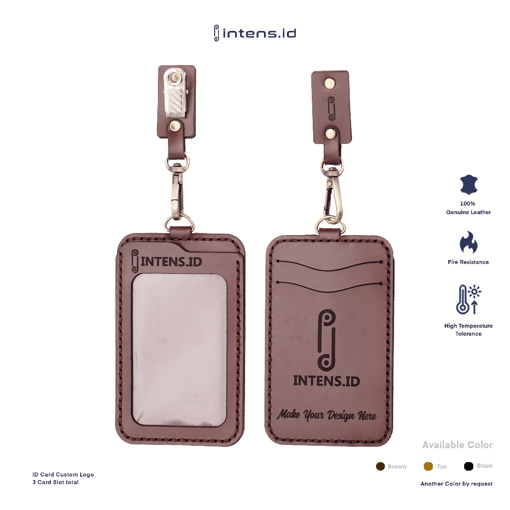 

Intens.id gantungan id card holder kulit name tag kulit asli id card lanyard custom