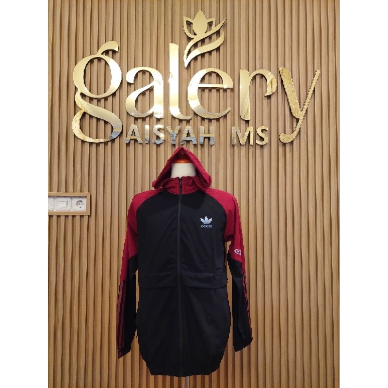 JAKET PARASUT MICRO ADIDAS TOPI IMPORT PREMIUM HOODIE