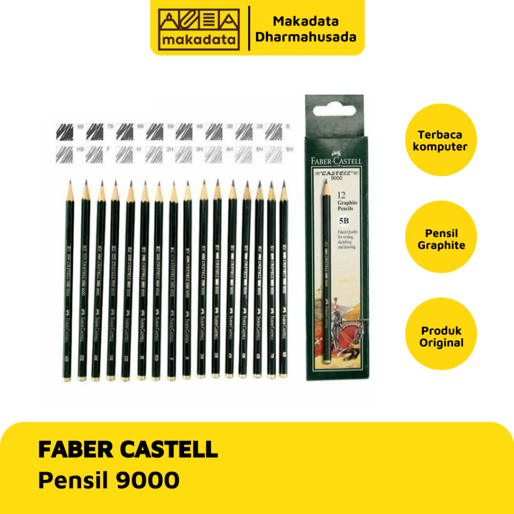 

PENSIL FABER CASTELL 9000 HB / 2H / 3H / 4H / 5H / 6H / B / F / H (1 PACK) MURAH