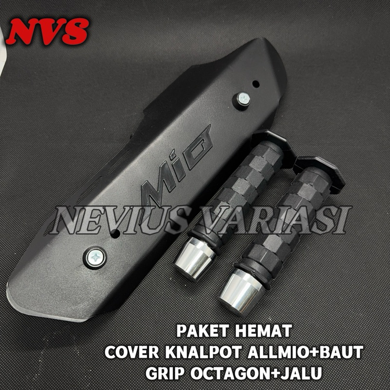 PAKET LENGKAP COVER TAMENG KNALPOT MIO UNIVERSAL PLUS GRIP OCTAGON JALU PCX SEMUA  MOTOR MIO SPORTY 