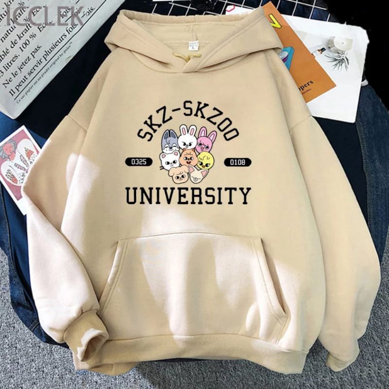 Hoodie Sweater Skz Skzoo University Stray Kids Oversize Korean Style Jaket KPop Stray Kids Skz Skzoo