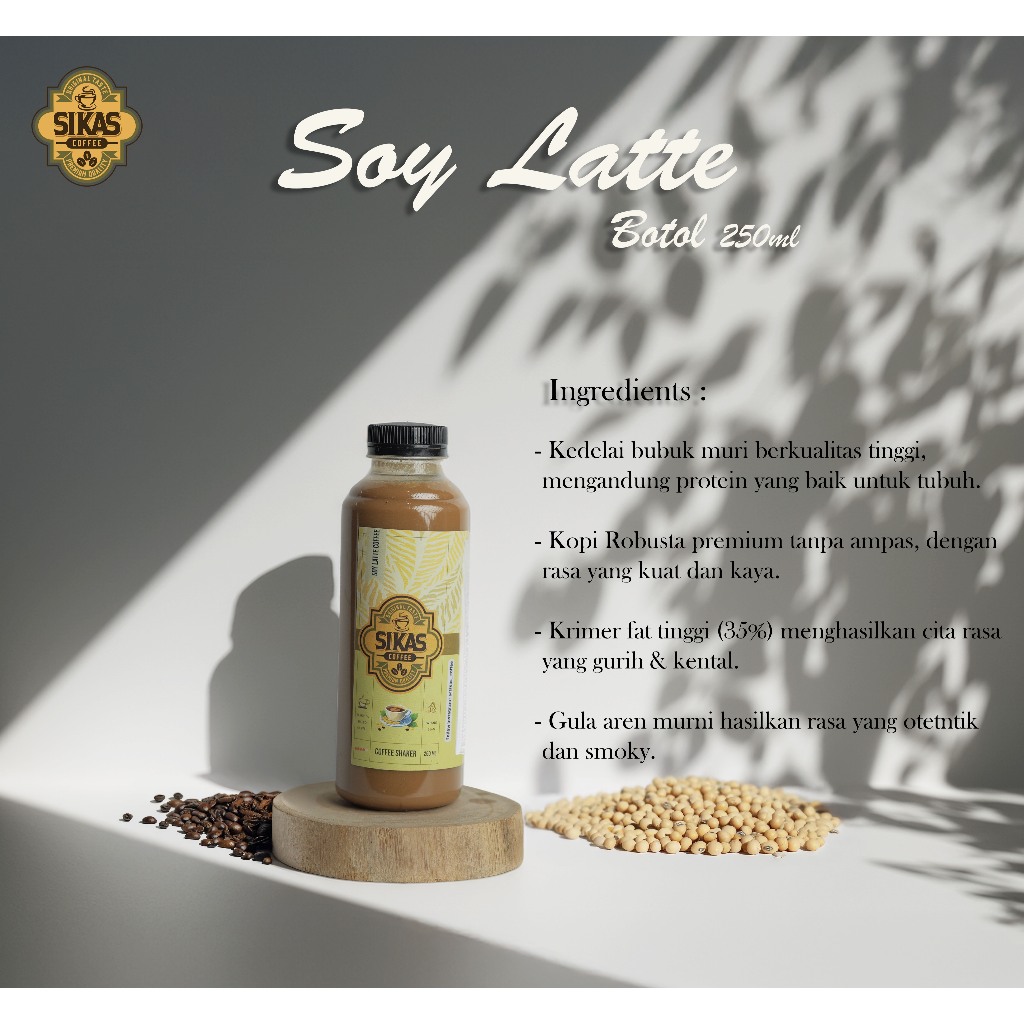 

Sikas Coffee Soy Latte Botol 250ml Kopi Instan tinggal shaker atau kocok