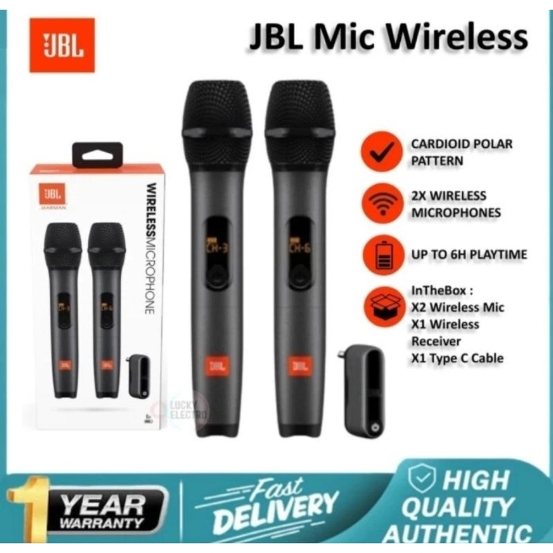 JBL Mic Wireless Set Double UHF | JBL Microphone Partybox | Mic JBL | Microphone JBL 2 Mic