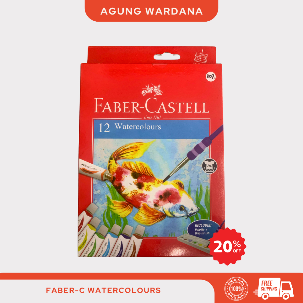 

FABER CASTELL WATERCOLOURS 12 WARNA