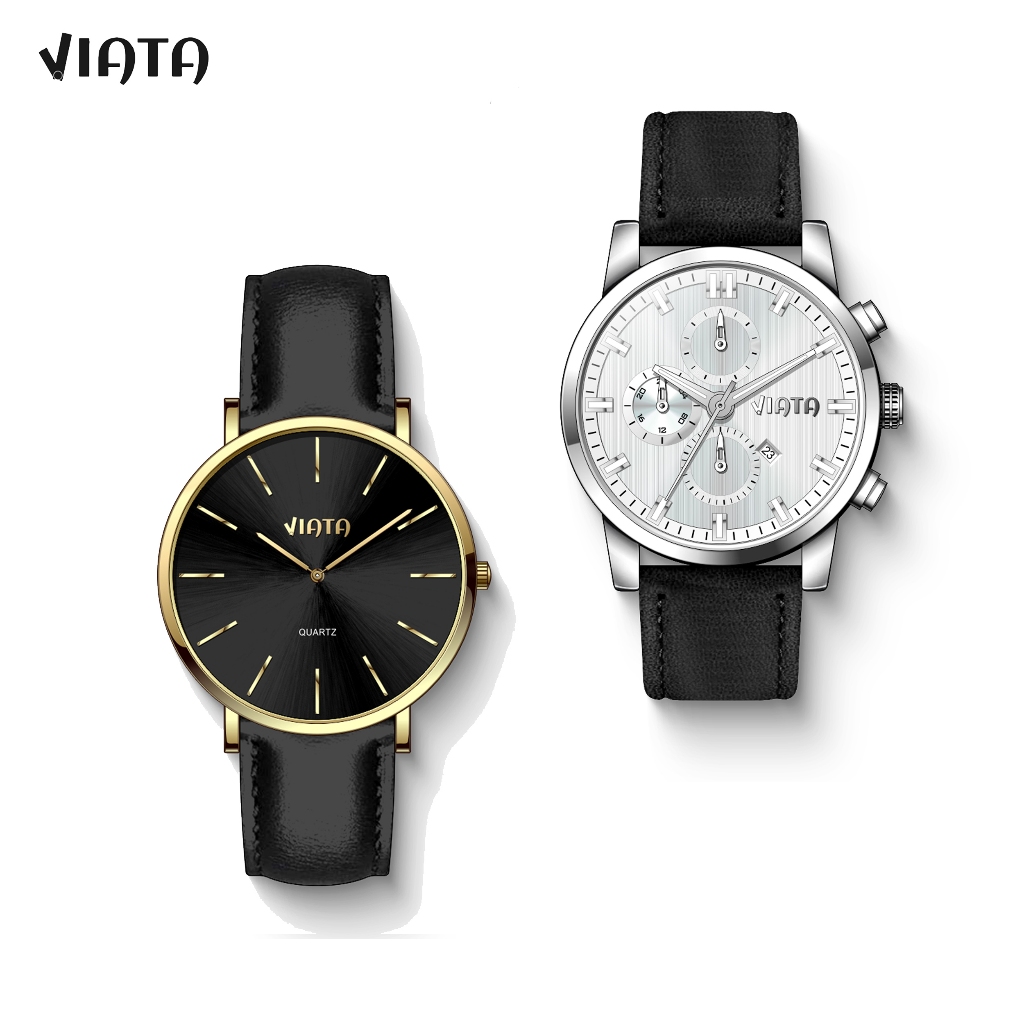 Jam Tangan Pasangan Couple Pria Wanita VIATA Anti Air Jam Tangan Kapel Kekinian Keren Mewah Import