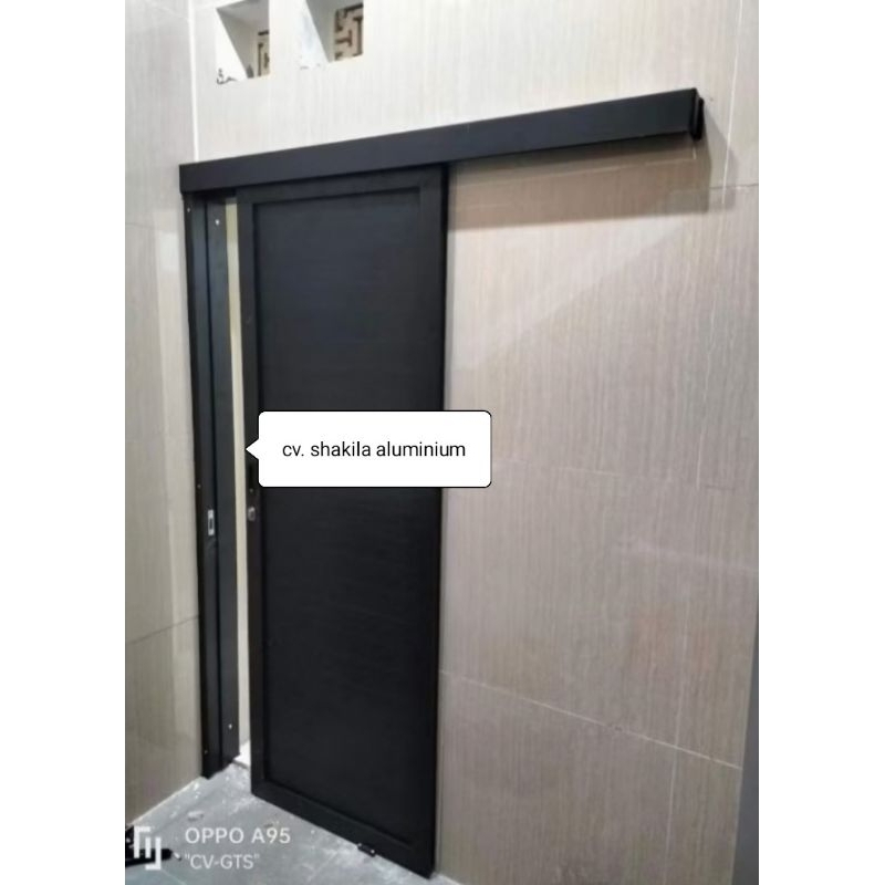 Pintu sliding full aluminium dobel spandril tebal