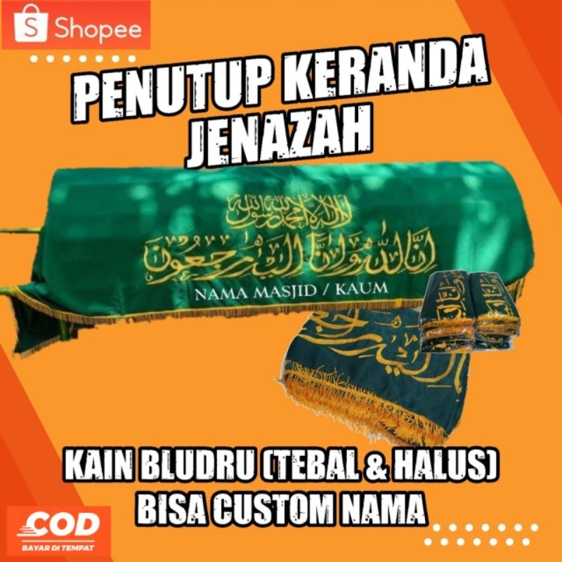 KAIN PENUTUP KERANDA JENAZAH - TUTUP KERANDA BAHAN BLUDRU FULL BORDIR.