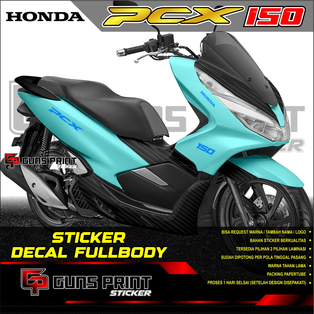 Decal Stiker Fullbody HONDA PCX 150 - DESAIN 6002 - POLOS CARBON