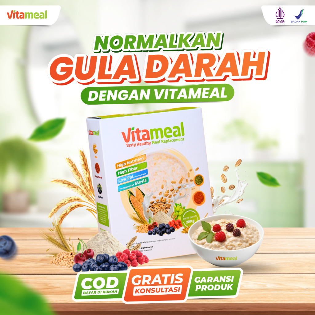 

Vitameal Original Sereal Sehat Mencegah Diabetes Kolesterol dan Turunkan Gula Darah Cocok Untuk Diet