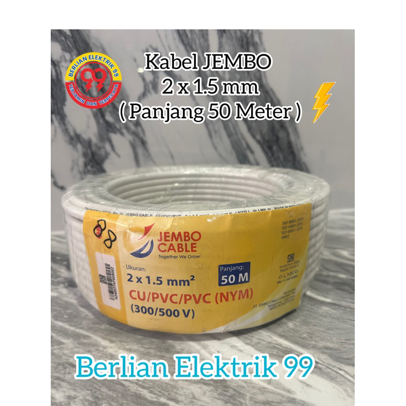 kabel jembo NYM 2x1,5mm (1roll 50meter)