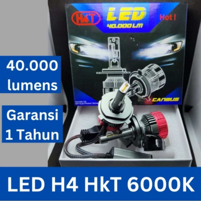 Led H4 super terang 40watt 40.000 lumen 6000K HkT garansi 1tahun