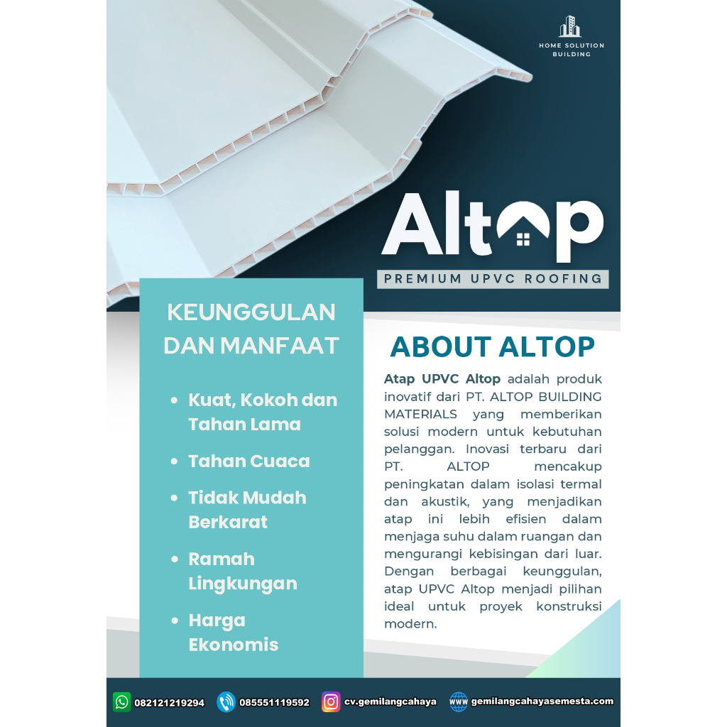 Atap UPVC ALTOP - 6 Meter (Double Layer)
