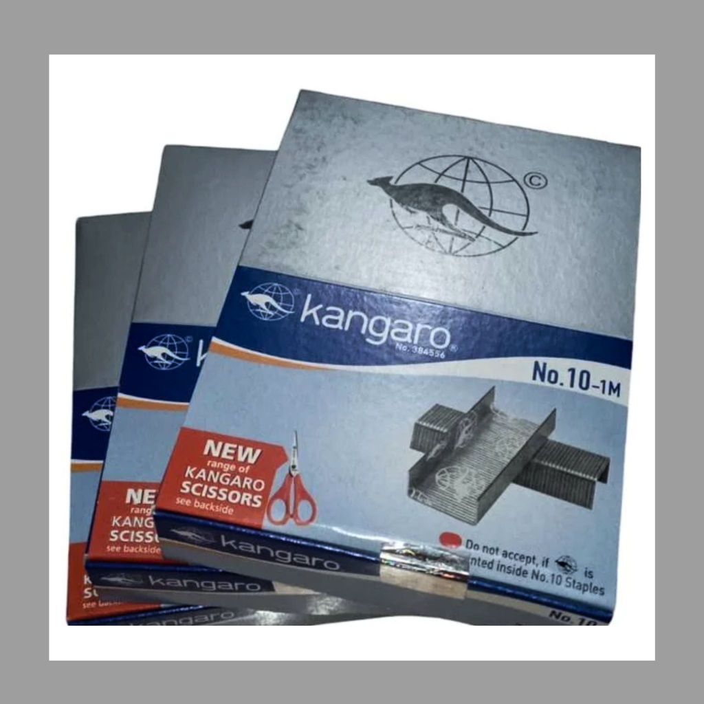 

Isi staples no. 10-1M Kangaro Per Pak / Isi Staples kangaro Biasa (1 Box Besar isi 20Kotak Kecil)