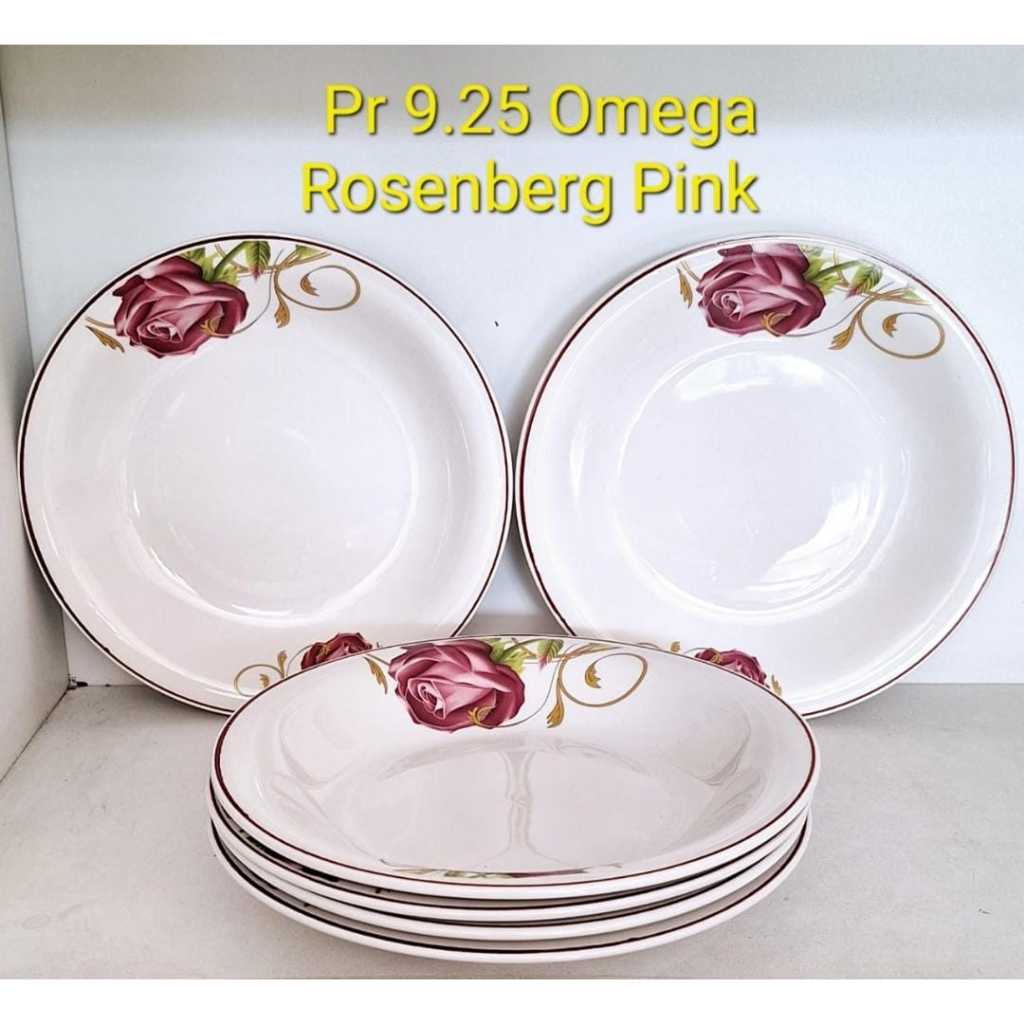Depo Houseware I Piring Omega Keramik 9,5inch Piring makan Omega Motif Rose Piring Makan Motif Bunga