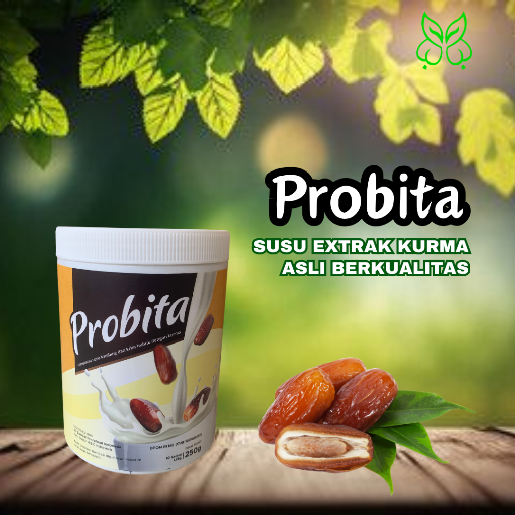 

Probita Susu Kurma Tinggi Kalsium Kaya Protein Suplemen Peninggi Badan BPOM & Halal 1 Box isi 10 Sachet