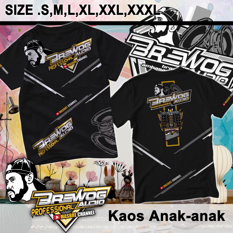 T-shirt / Kaos Distro Anak-anak Brewog Audio A6 BISA CUSTOM NAMA Laki-laki dan Perempuan Terlaris Vi