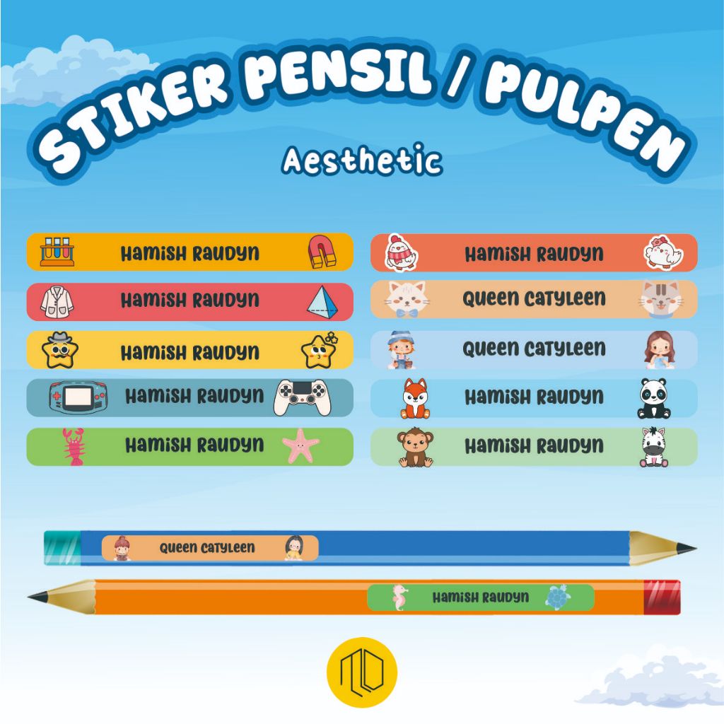 

(ISI 50 PCS) STIKER PENSIL CUSTOM NAMA KARAKTER KARTUN / STIKER PENSIL MOTIF KUCING / STIKER PENSIL MOTIF AYAM / STIKER PENSIL MOTIF LUCU / STIKER PENSIL MOTIF HEWAN / STIKER PENSIL MOTIF BIOTA LAUT STIKER LABEL NAMA CUSTOM / STIKER PULPEN BOLLPOINT