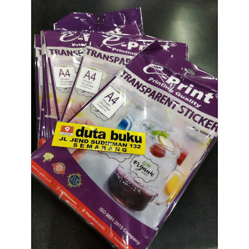 

E-PRINT STICKER TRANSPARAN A4 150 GSM