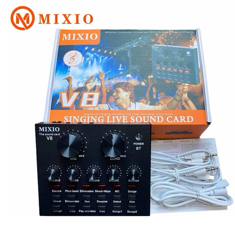 MIXIO V8 Sound Card Mixer External Soundcard V8 USB Audio Live