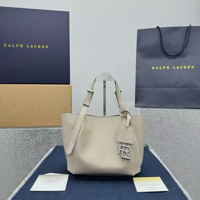 Ralph Lauren RL Tote Bag One Shoulder Handbag Small Apricot 7575